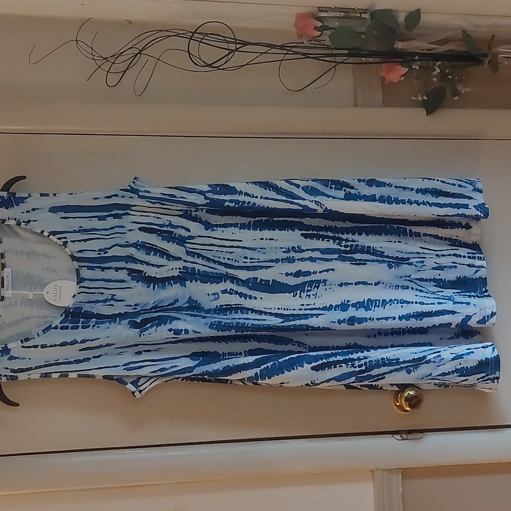 Halife Blue Tie Dye Sleeveless Pull Over Casual Tank Dress Sz XL